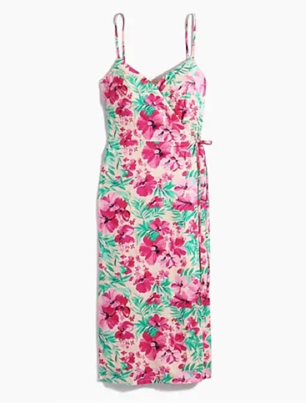 J. Crew Factory Pink & Green Floral Wrap Sundress